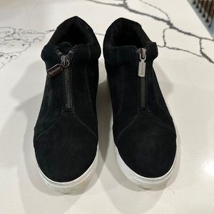 BLONDO Glenda Women’s Waterproof Wedge Zip-Up Suede Sneakers (Size: 8- Women)